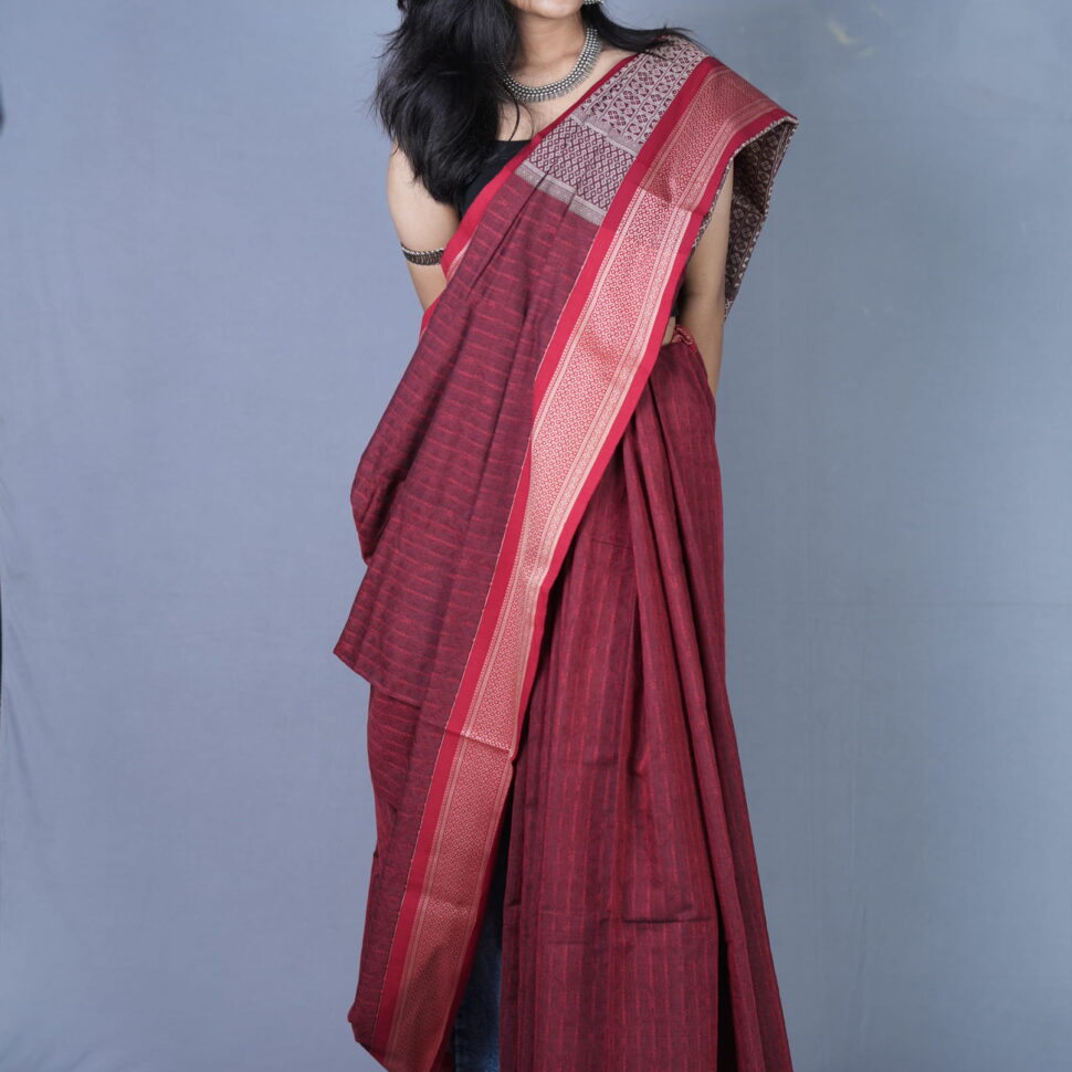 Chitraangi Ranjani | Deep Red & Wine Mysore Kadiyal Cotton