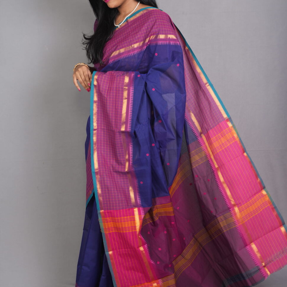 Nilambari Indira | Ultramarine Kanjivaram Handloom Cotton Saree