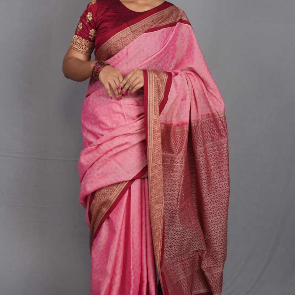 Chitraangi Ranjani | Rose Pink & Deep Wine Mysore Kadiyal Cotton
