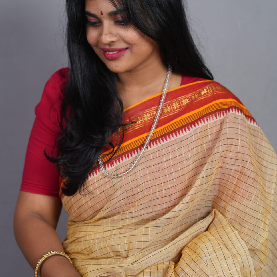 Hemalata Suhasini | The Golden-Sun Heritage | Authentic Narayanpet Handloom Cotton Saree